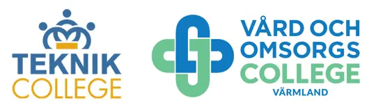 Logotyper för Teknikcollege och Vård och- omsorgscollege Värmland.